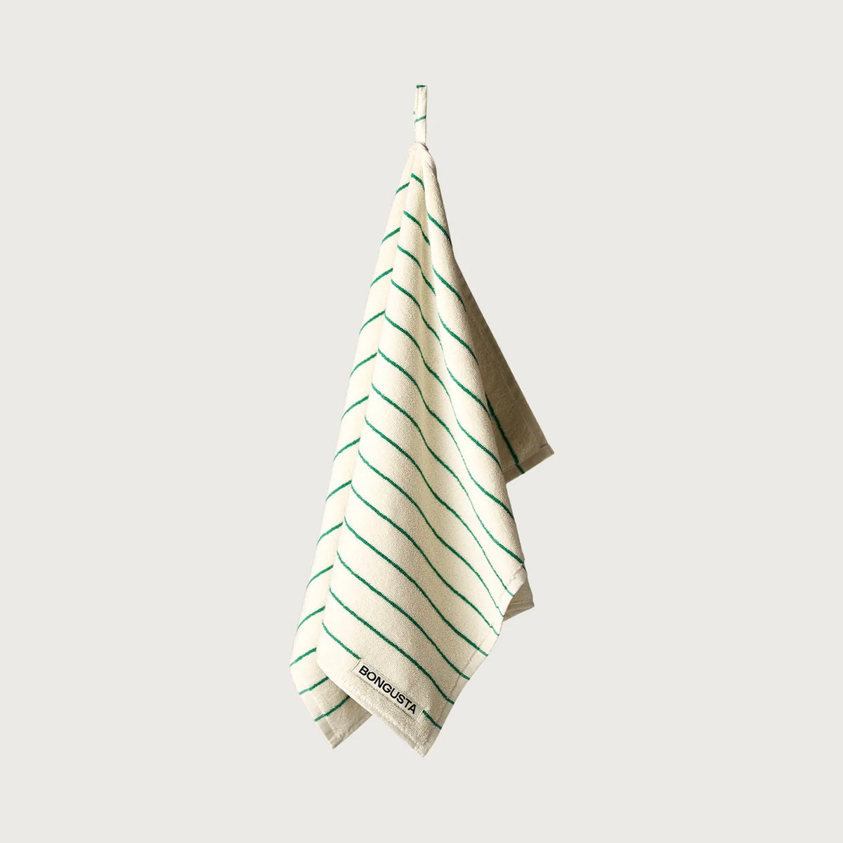 BONGUSTA Badelaken BONGUSTA “Naram Pure White & Grass” | 100x150 cm | Sanfte Farben