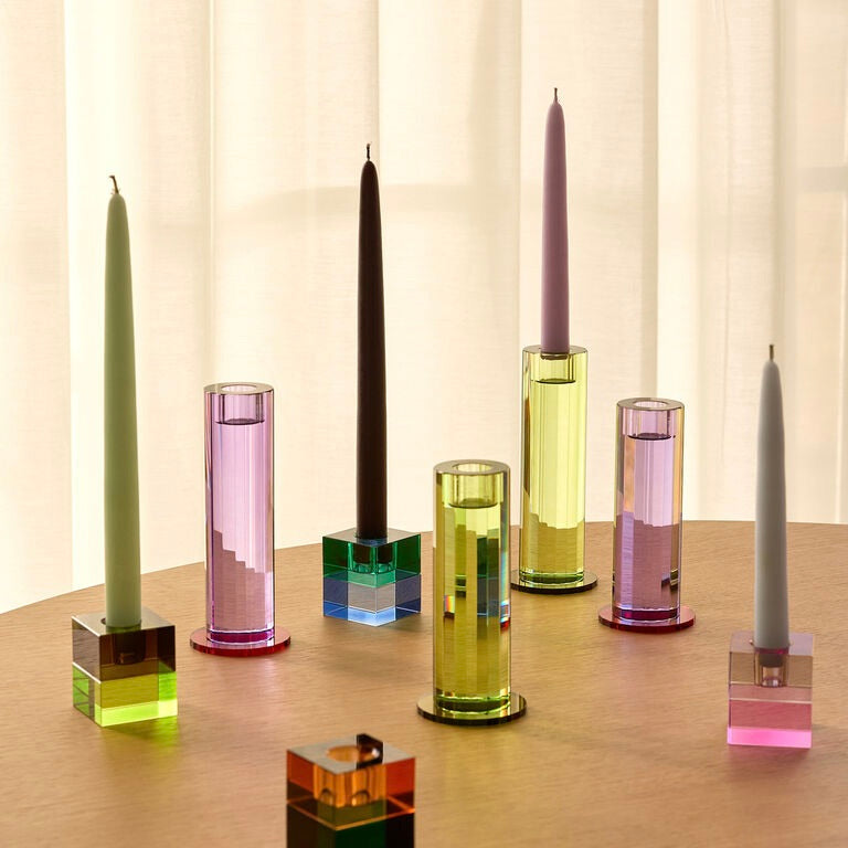 Hübsch Kerzenständer-Set „Cut Grün“ 2 Stk. | Farbige Deko | Hübsch