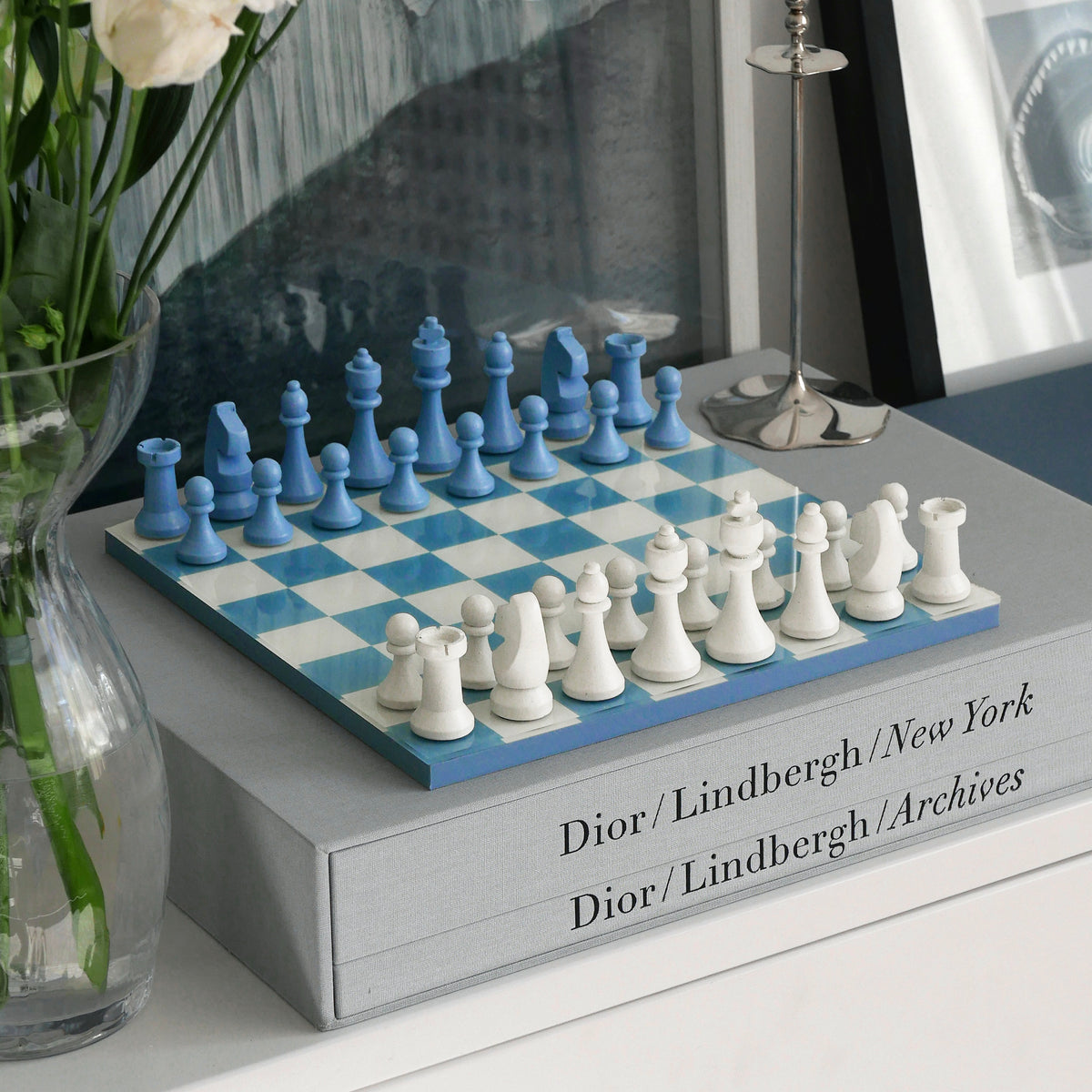 PRINTWORKS Spiel “Classic Chess” Dusty Blue | Schachspiel | PRINTWORKS