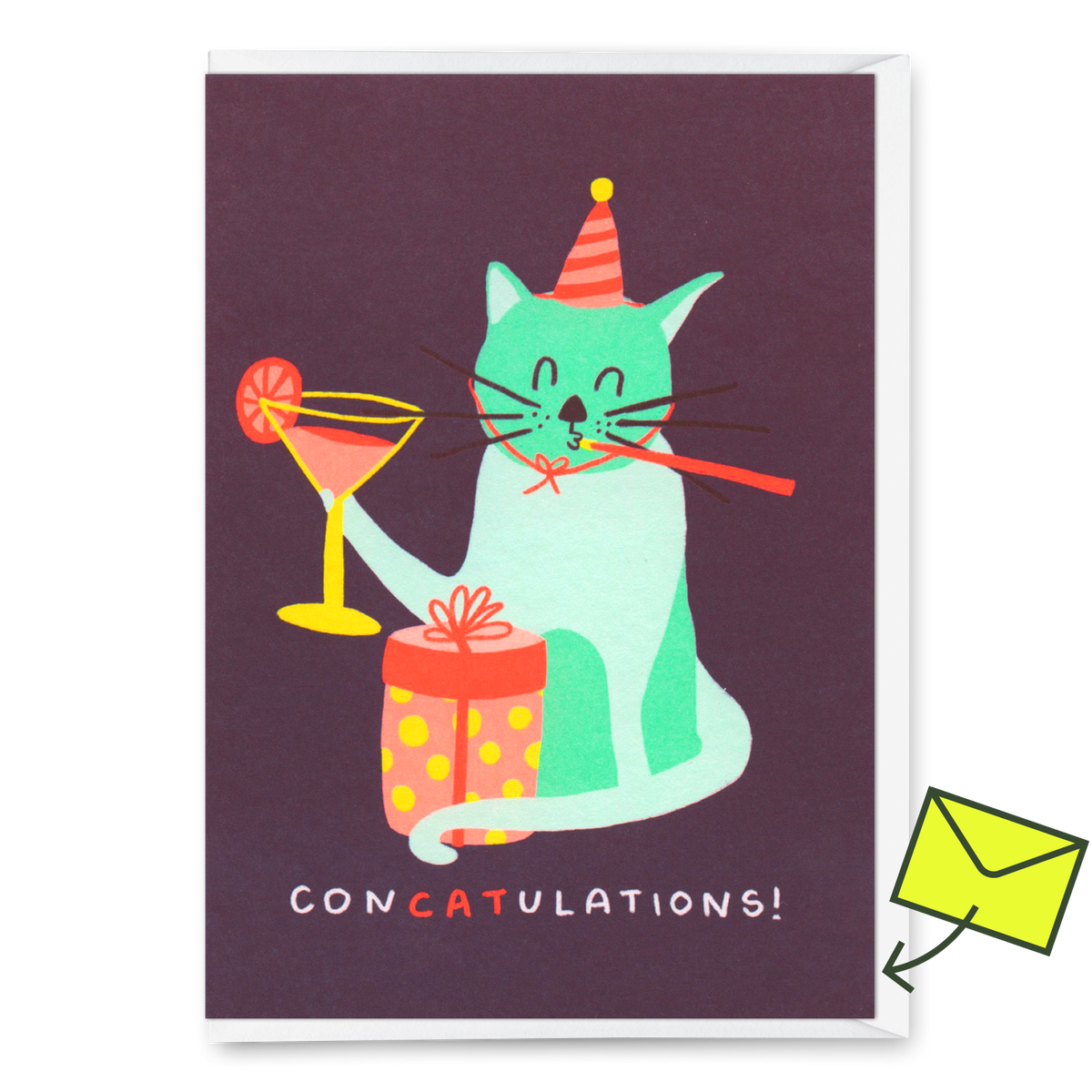 Deli Cards Grußkarte "ConCatulations" | Lustige Klappkarte mit Katzen-Motiv