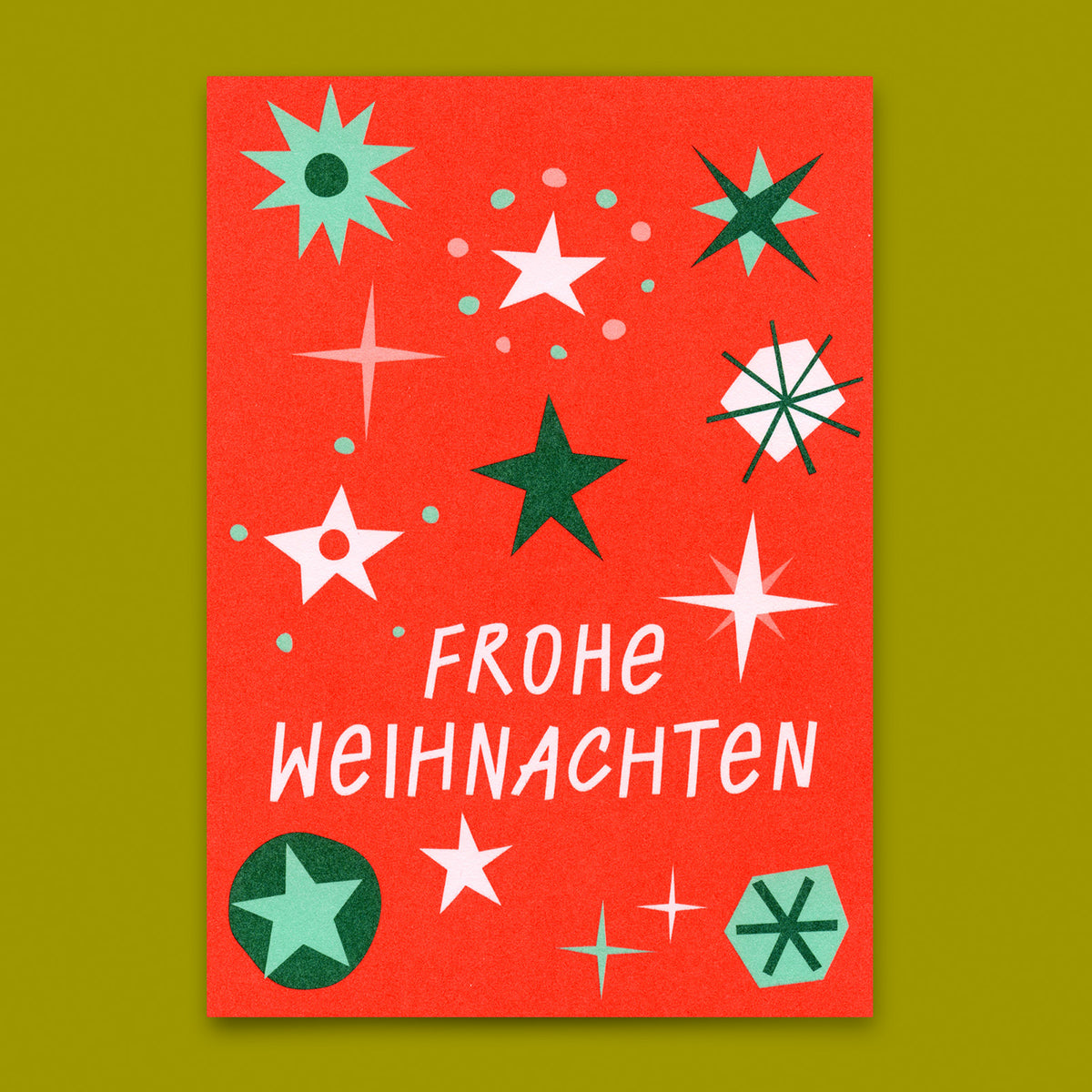 Deli Cards Postkarte "Frohe Weihnachten Schneeflocken Rot" | Besondere Karte zu Weihnachten