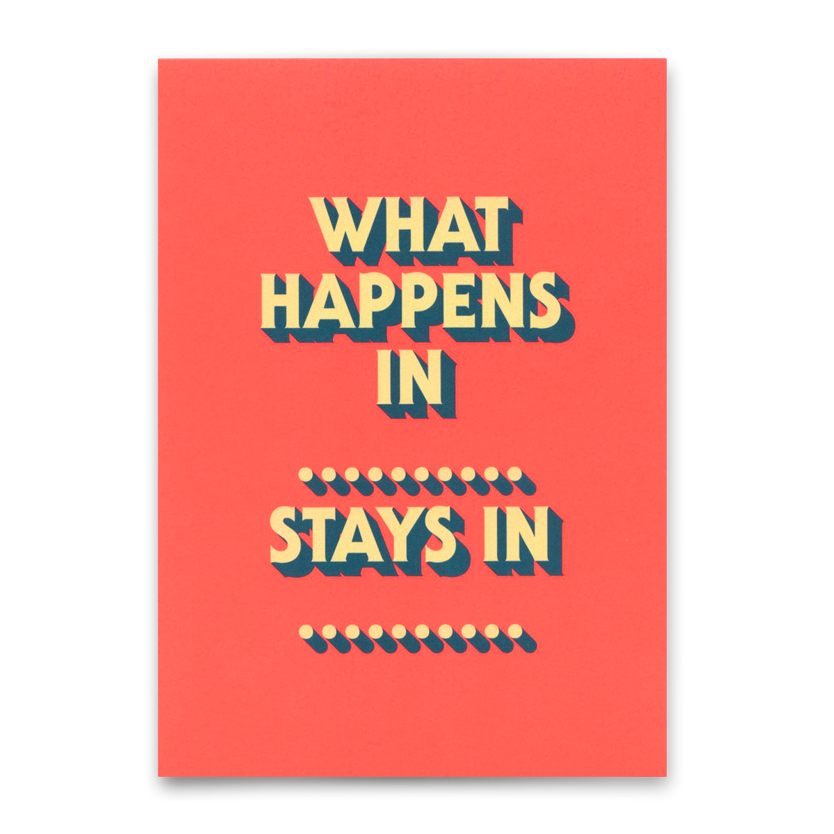 Deli Cards Postkarte "What happens in" | Lustige Karte mit Spruch für jeden Anlass