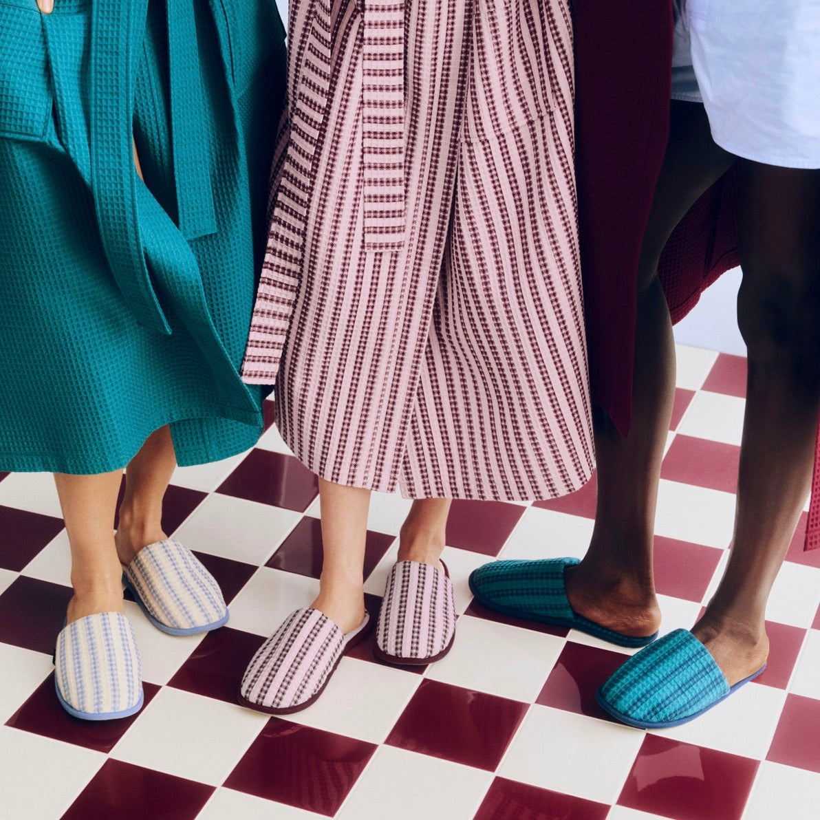 HAY Hausschuhe „Waffle Slippers Stripe Petrol Blue“ | Cozy Style | HAY