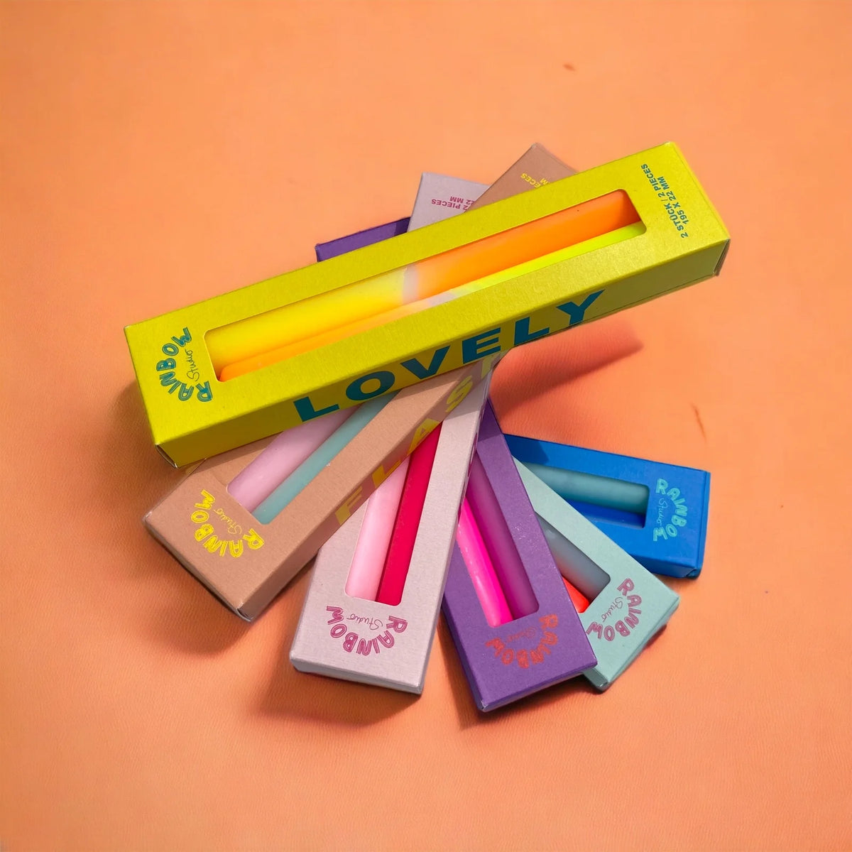 pinkstories Stabkerzen “Rainbow Studio Lovely” 2er-Set | pinkstories
