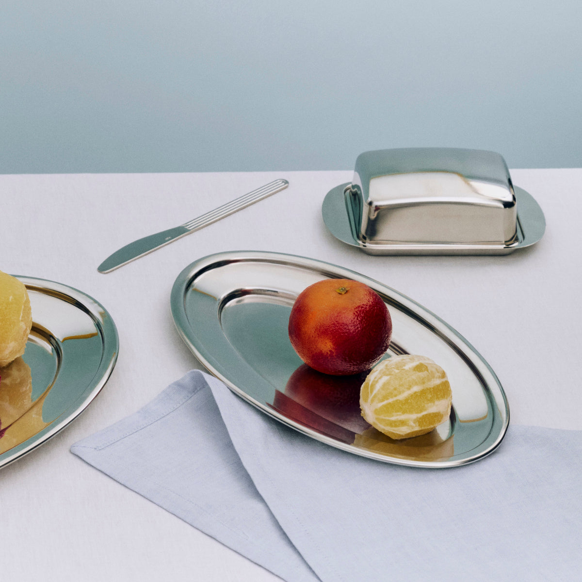HAY Tablett „Essential Steel Oval Dish Medium“ | Edelstahl | HAY