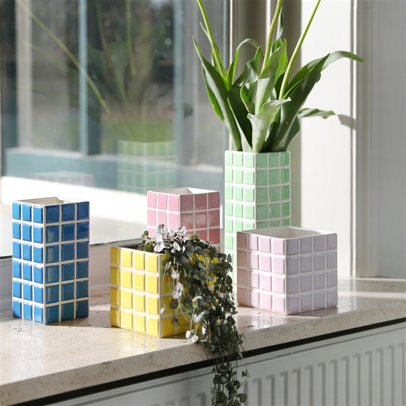 &Klevering Vase &Klevering “Kachel Pink” | 10,5x21 cm | Romantisches Flair