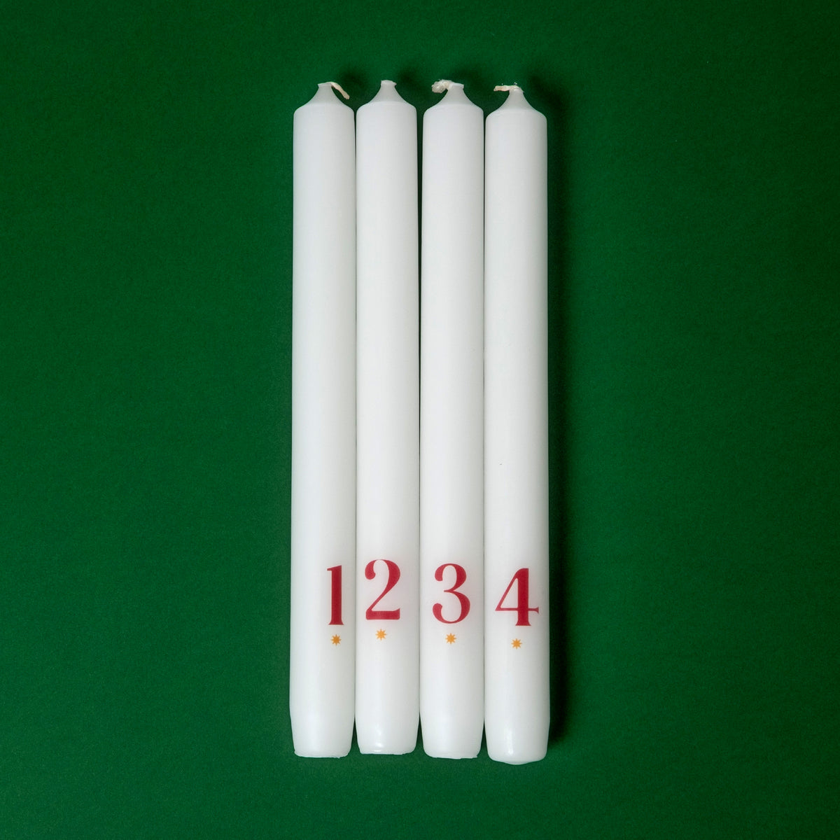 Engels Kerzen Stabkerzen “Adventslichter 1 bis 4” Rot 4er-Set | Engels Kerzen