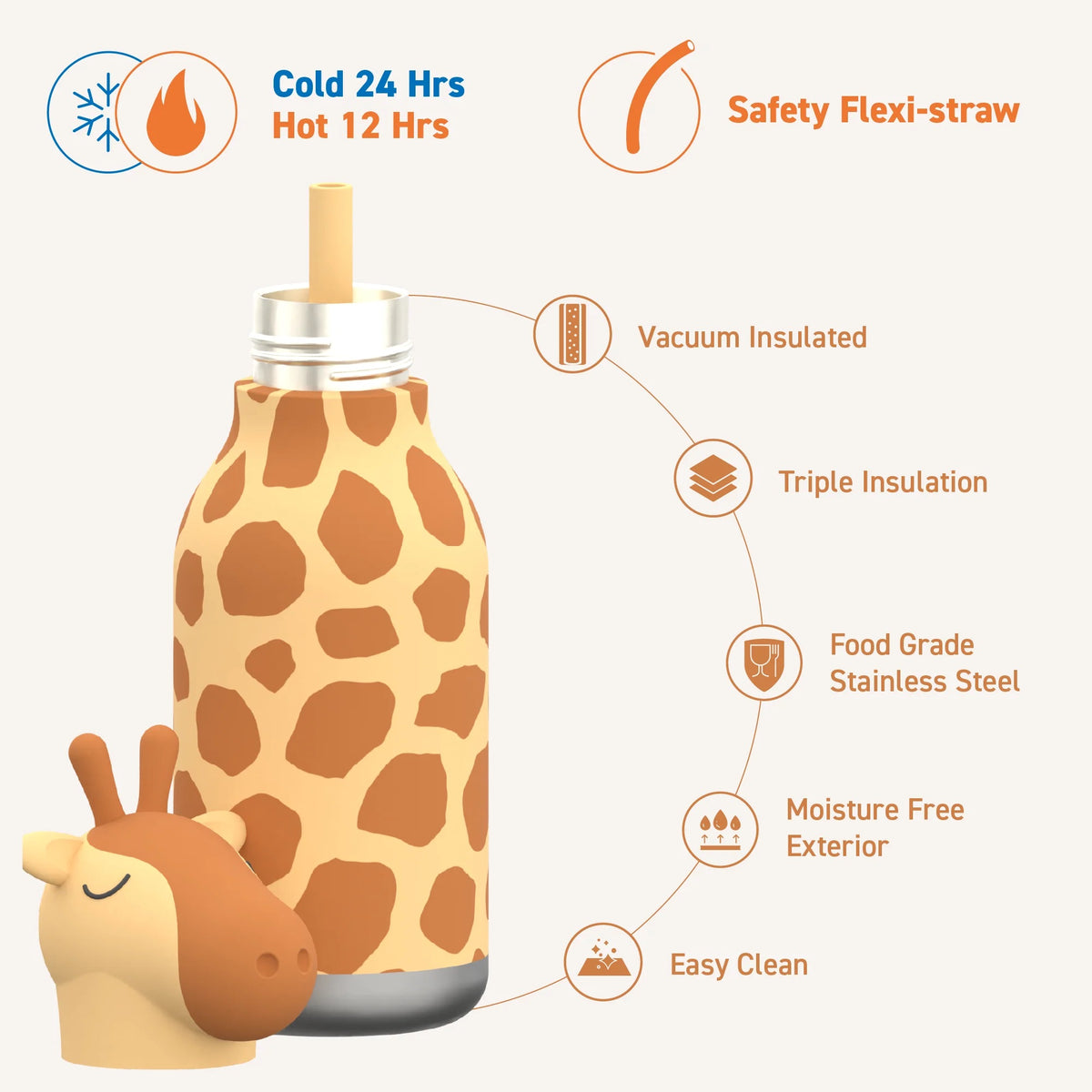 asobu Trinkflasche “Giraffe Spots” (460ml) | Safari-Style to go | asobu