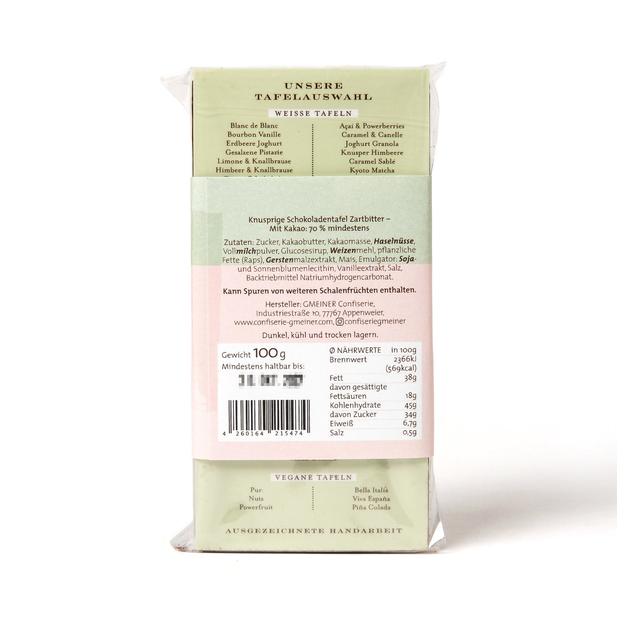 Schokolade “Nougat Crunch” Zartbitter | Confiserie Gmeiner