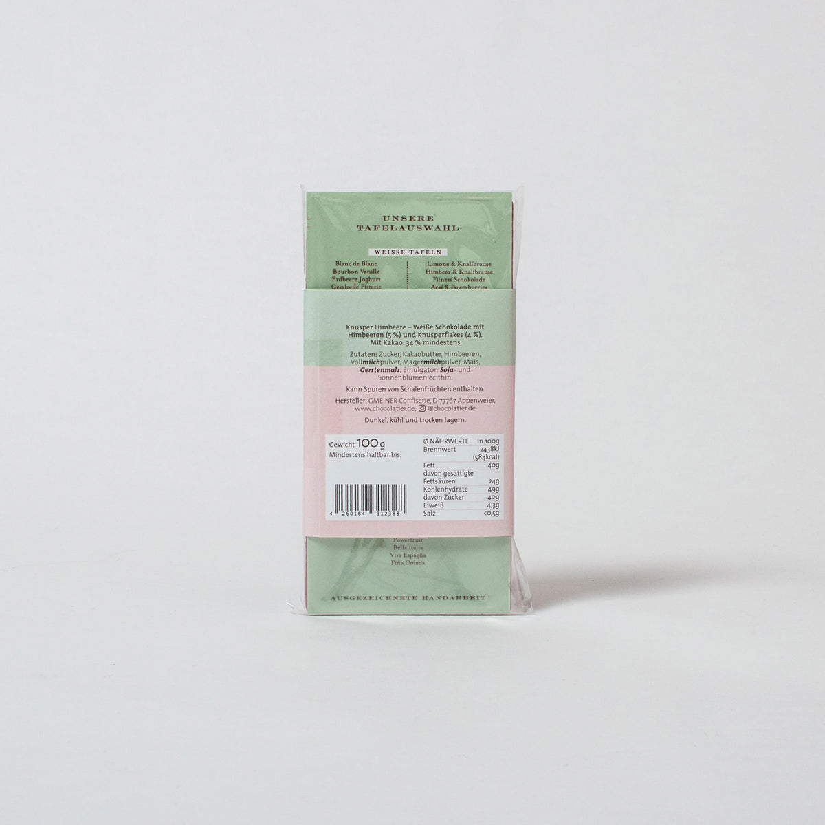 Confiserie Gmeiner Schokolade „Knusper Himbeere“ (100g) | Confiserie Gmeiner | Knuspriger Genuss