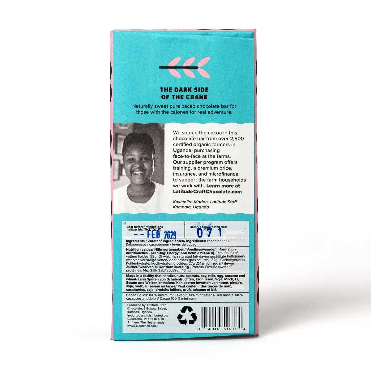 Latitude Schokolade „Latitude Semuliki 100%“ 70g | Extra dunkler Kakao | Latitude