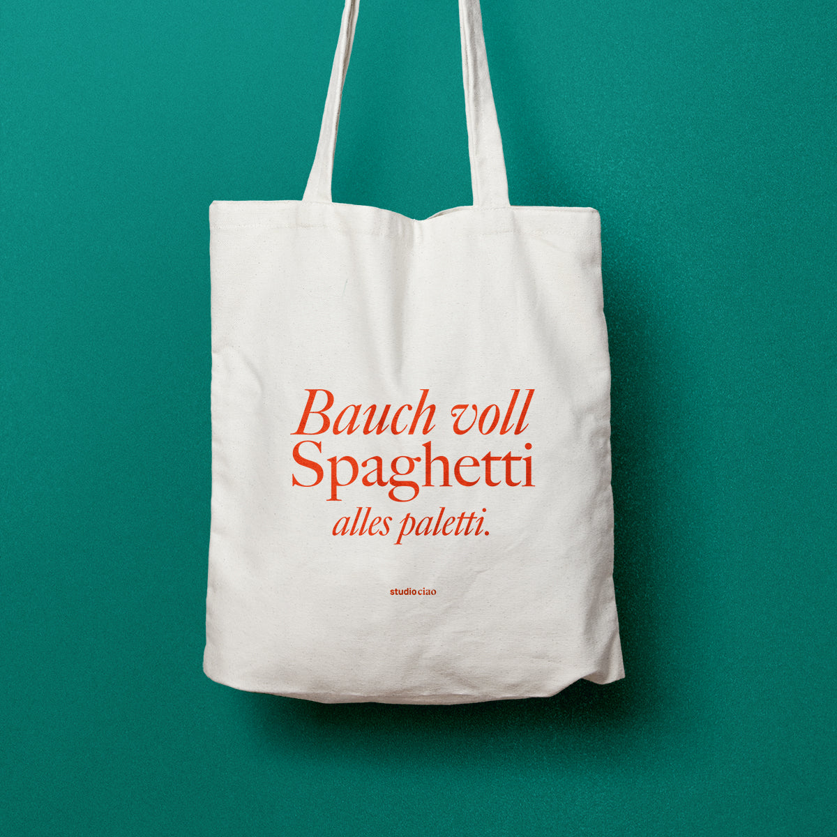 Viel Spass Studio Stofftasche "Bauch voll Spaghetti, alles paletti" | studio ciao