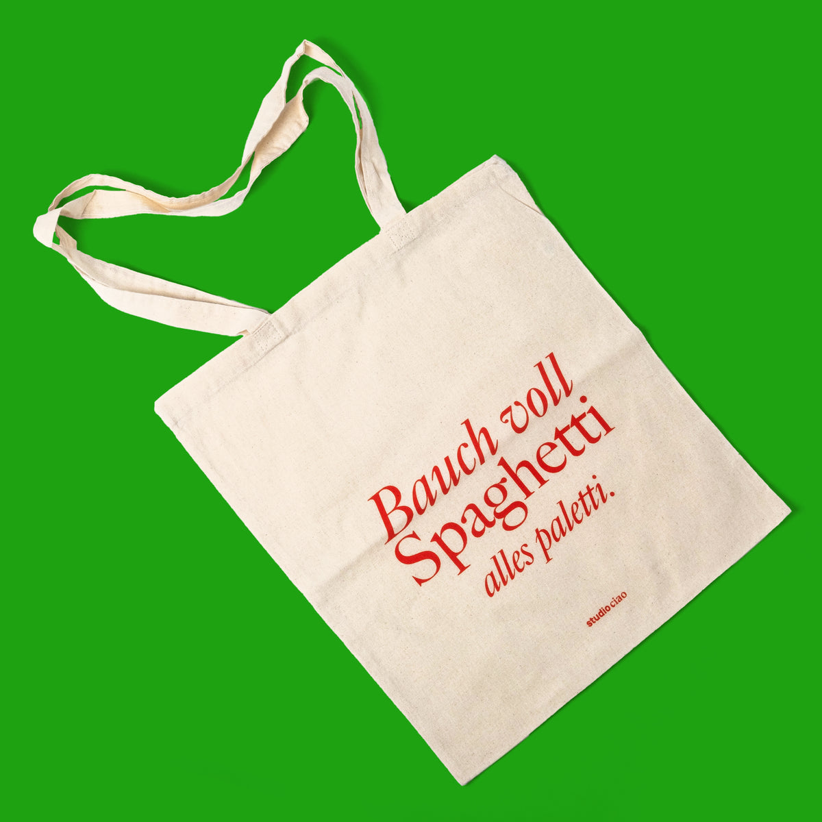 Viel Spass Studio Stofftasche "Bauch voll Spaghetti, alles paletti" | studio ciao