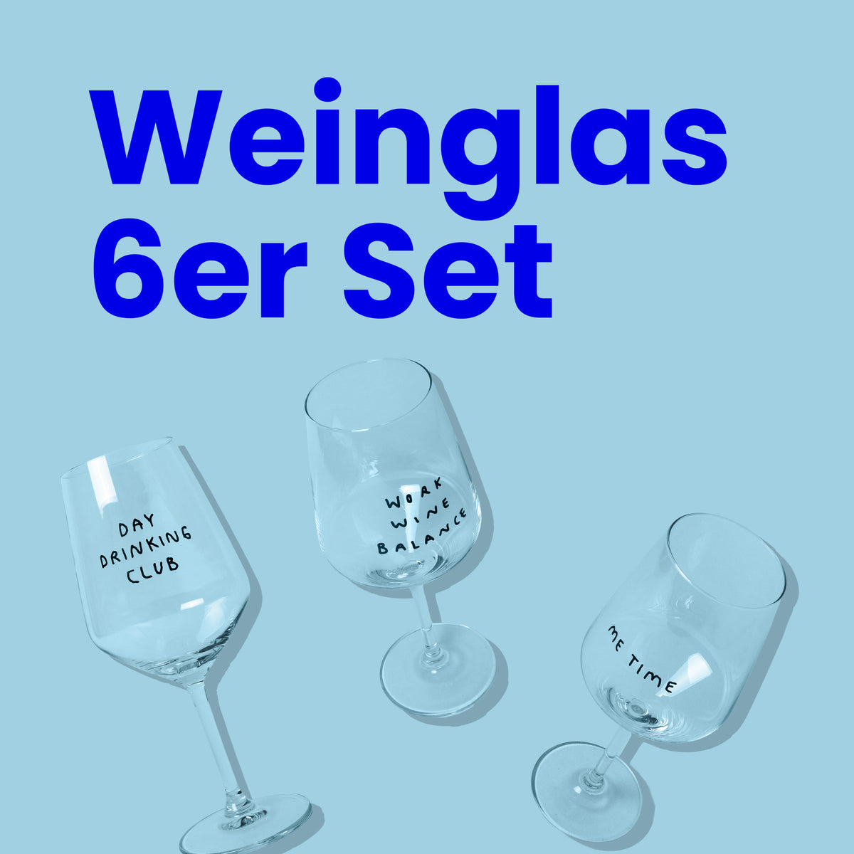 selekkt Weinglas Set (6er Set) | Humorvolle Gläser für Wein