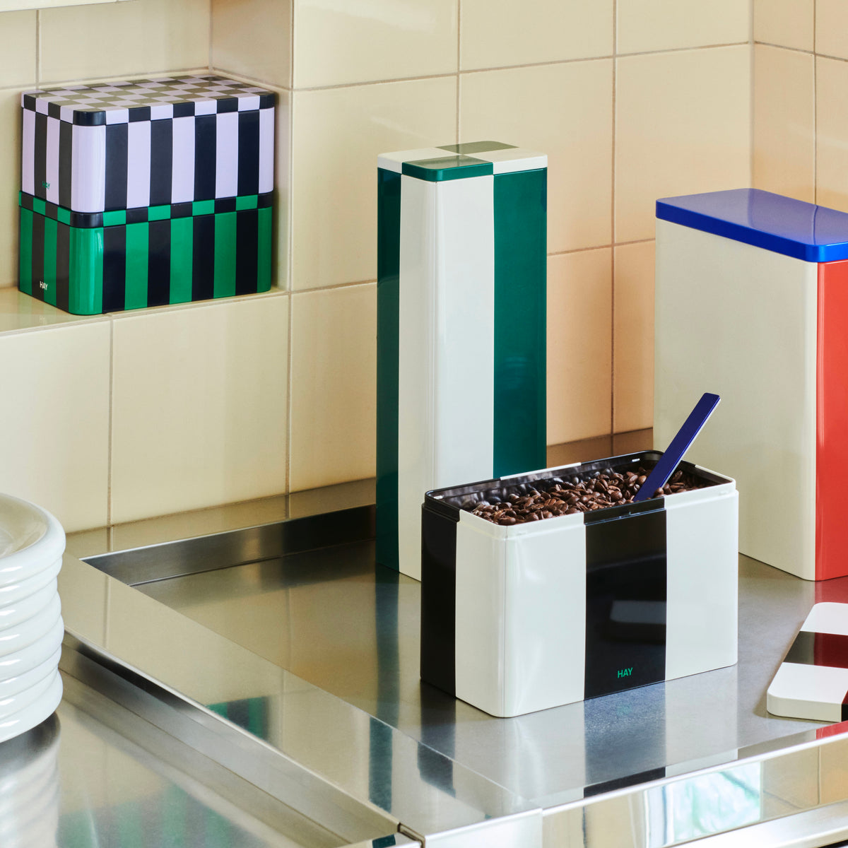 HAY Dose „Tin Container Slim“ | Green & Off-White | HAY