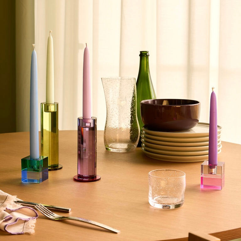 Hübsch Kerzenständer-Set „Cut Grün“ 2 Stk. | Farbige Deko | Hübsch