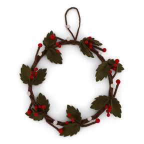 Gry & Sif Kranz “Wreath Holly” 25 cm | Weihnachtsdeko aus Filz | Gry & Sif