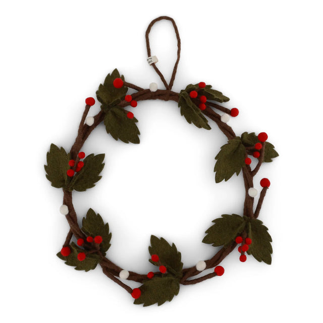 Gry & Sif Kranz “Wreath Holly” 25 cm | Weihnachtsdeko aus Filz | Gry & Sif