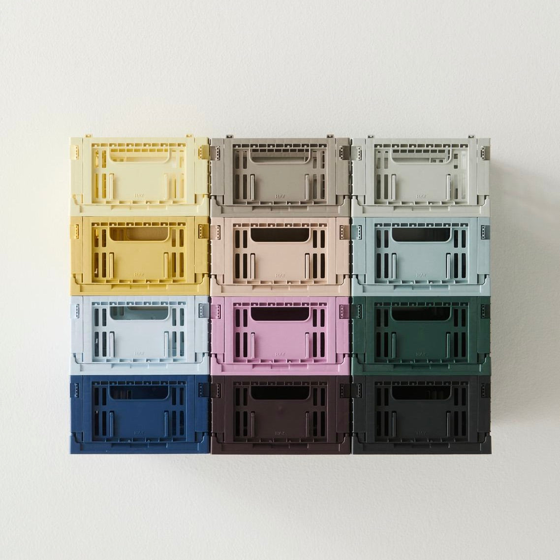 HAY Faltbox „Colour Crate Mini Light Yellow“ | 2er-Set in Pastellgelb | HAY