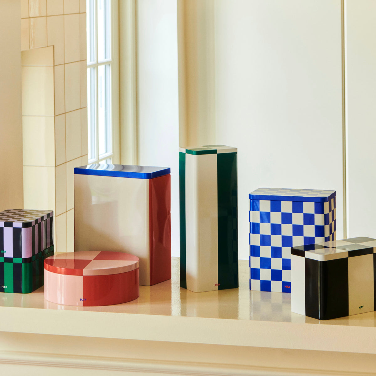 HAY Dose „Tin Container Slim“ | Green & Off-White | HAY