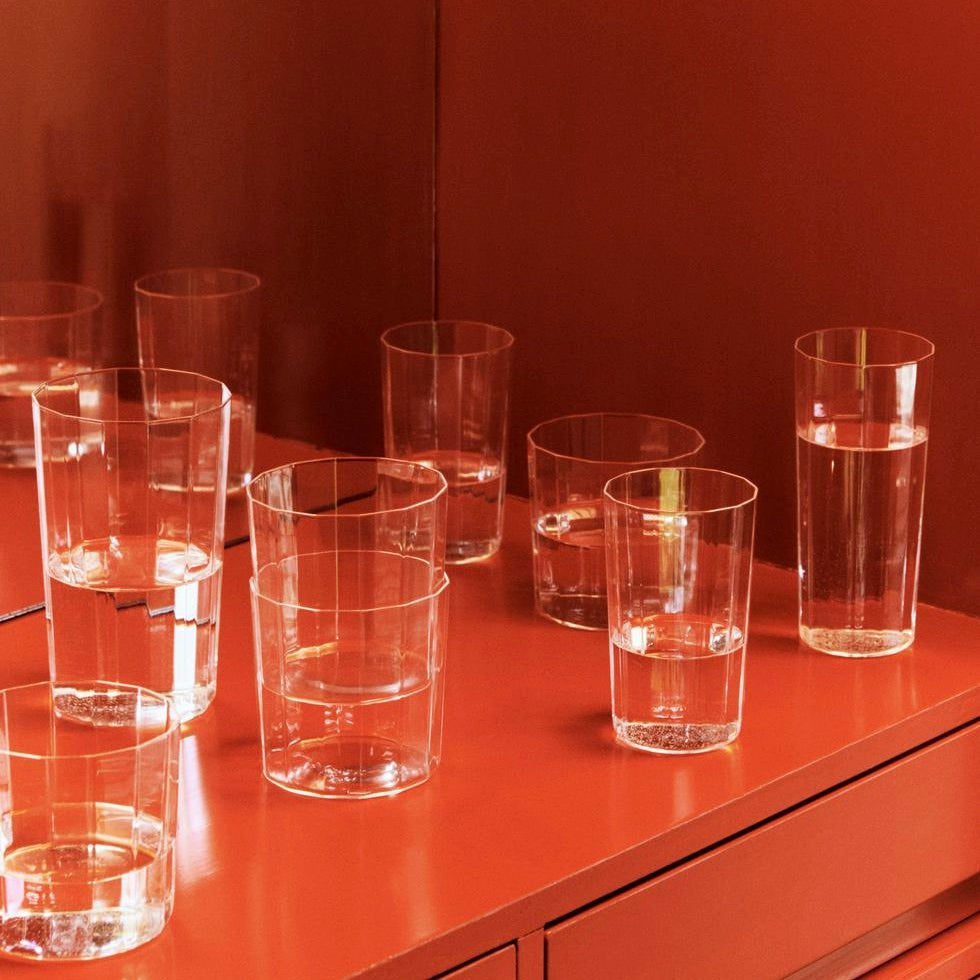 HAY Glas „Angle Glass Tall 13 cm“ | 4er Set | Hoch & stilvoll | HAY