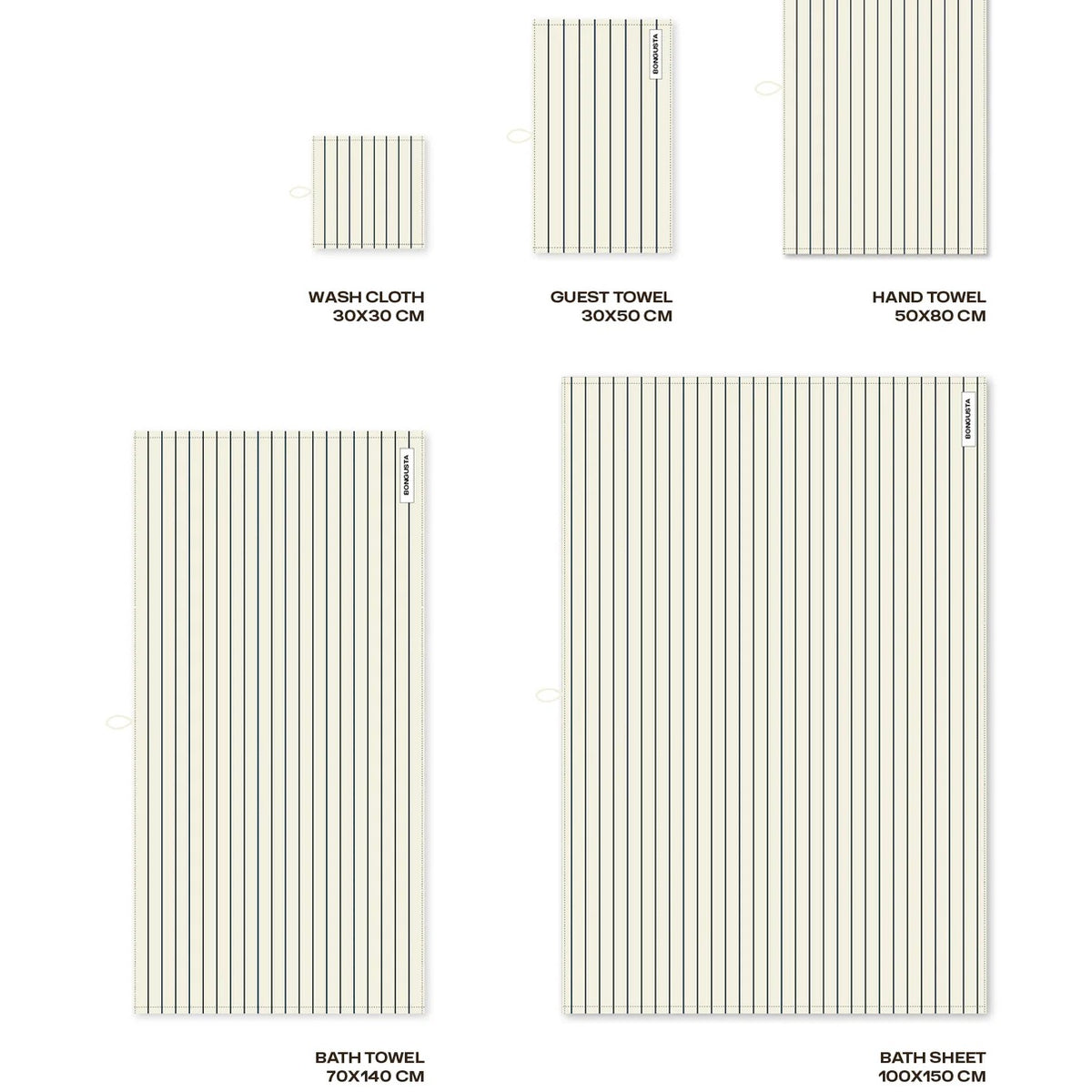 BONGUSTA Badelaken BONGUSTA “Naram Creme White & Ink” | 100x150 cm | Elegantes Badetuch
