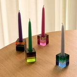 Hübsch Kerzenständer-Set „Block Green/Blue Orange/Green“ | Colorblock | Hübsch