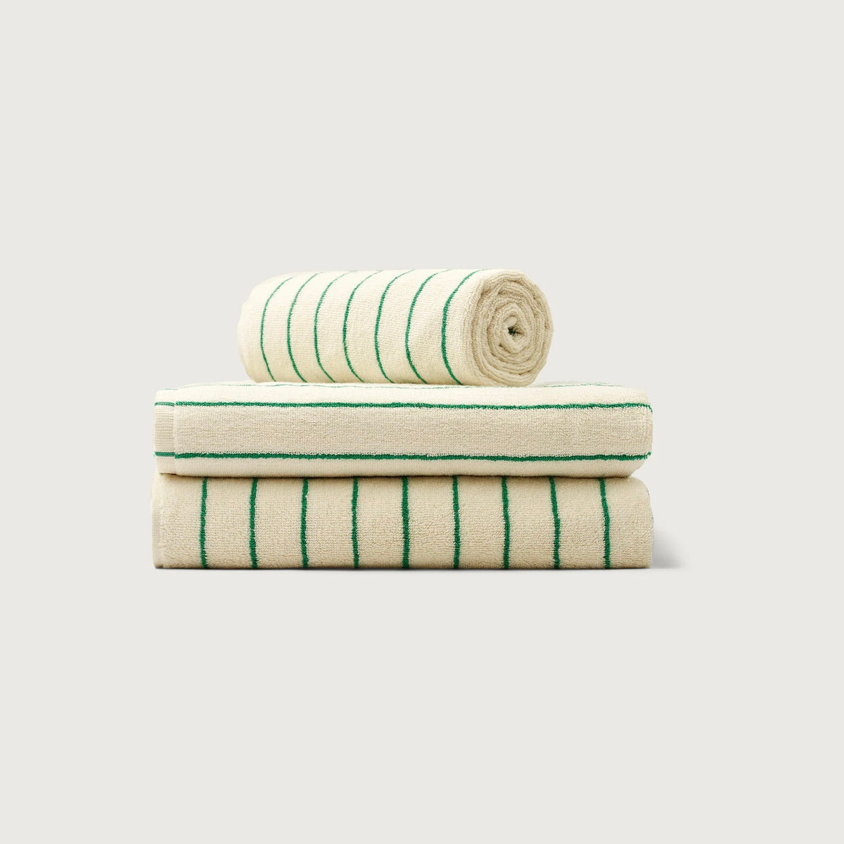 BONGUSTA Badelaken BONGUSTA “Naram Pure White & Grass” | 100x150 cm | Sanfte Farben