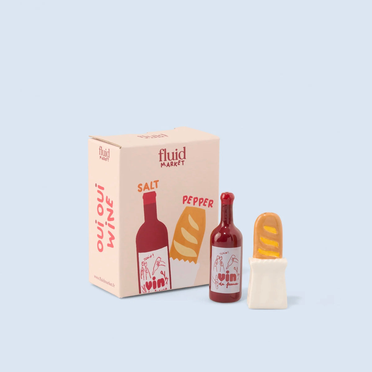 Fluid Market Salz- & Pfefferstreuer Fluid Market “Baguette & Wein” | Originelles Duo