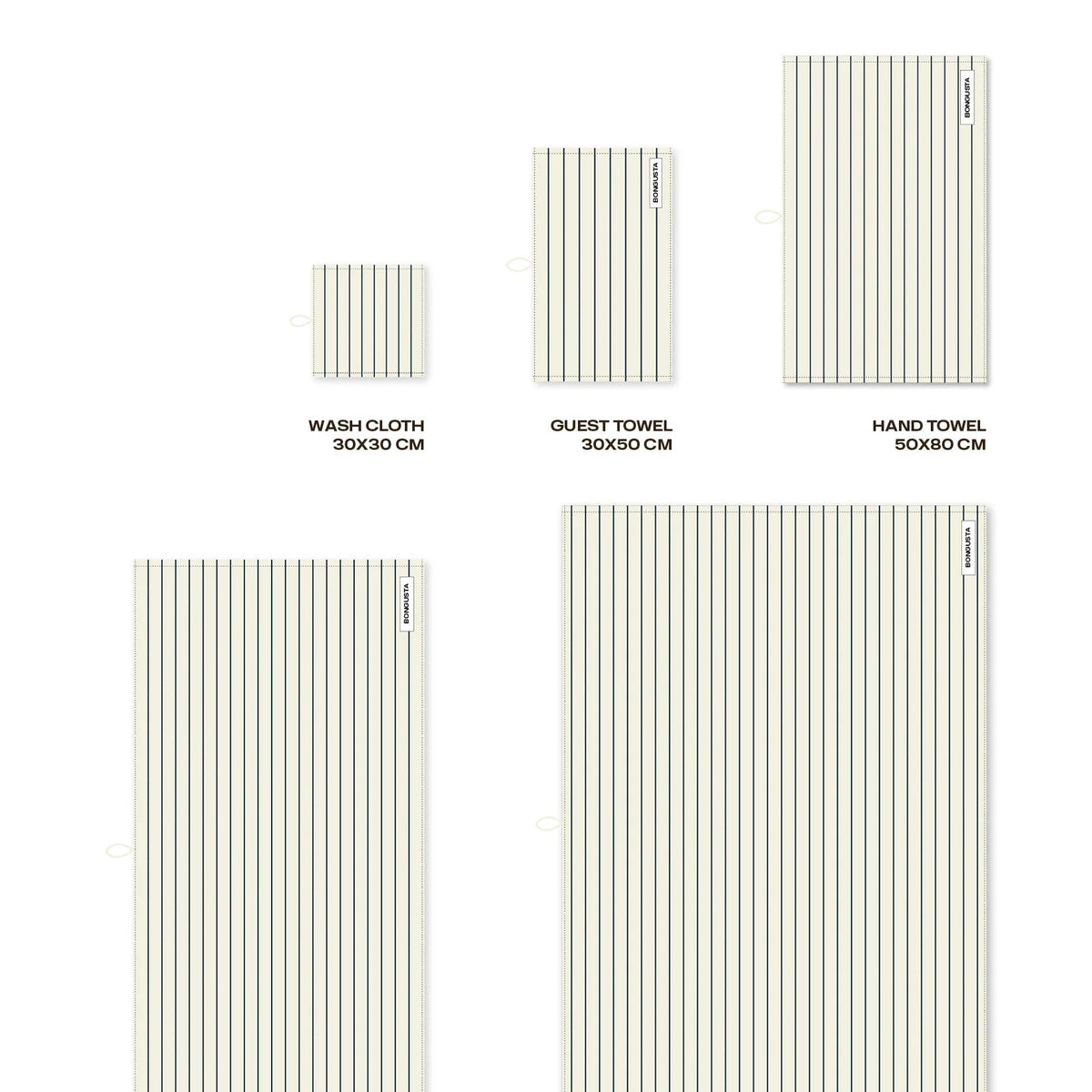 BONGUSTA Waschlappen BONGUSTA “Naram Creme White & Ink” | 30x30 cm | Schöner Waschlappen