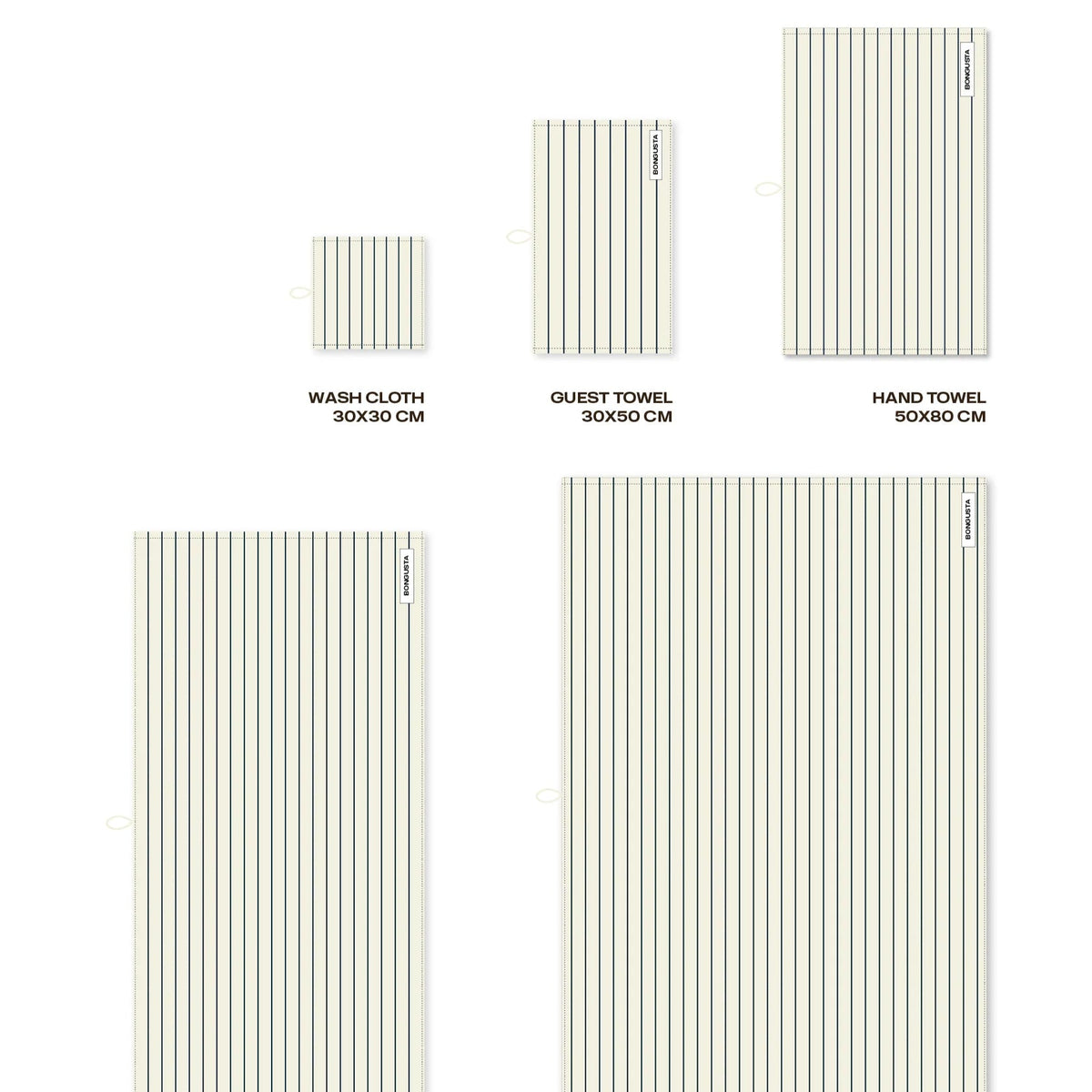 BONGUSTA Waschlappen BONGUSTA “Naram Pure White & Grass” | 30x30cm | Sanfte Farben