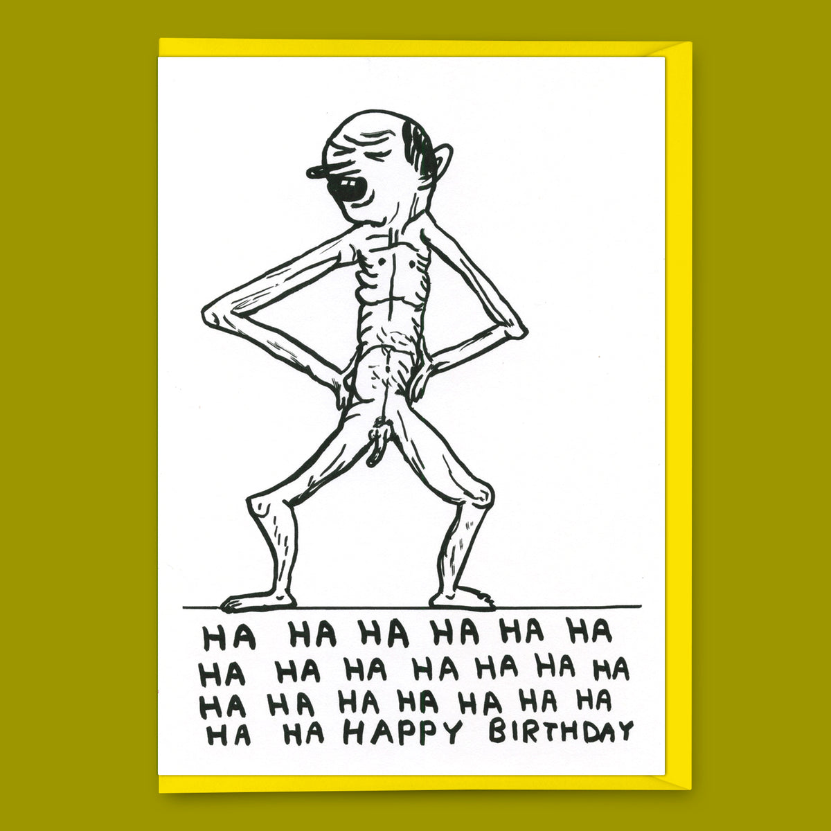 David Shrigley Grußkarte "Ha Ha Happy Birthday" | Lustige Klappkarte | David Shrigley