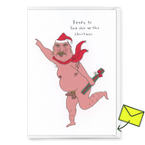 Eat Mielies Weird Illustration Grußkarte "Fuck shit up this christmas" von Eat Mielies Illustration | DIN-A6 Klappkarte mit passendem Umschlag