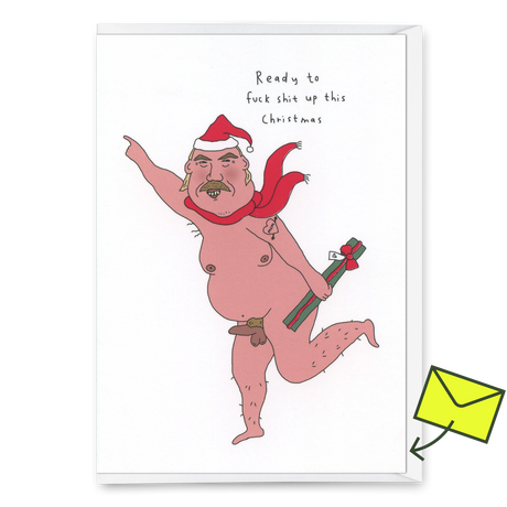 Eat Mielies Weird Illustration Grußkarte "Fuck shit up this christmas" von Eat Mielies Illustration | DIN-A6 Klappkarte mit passendem Umschlag