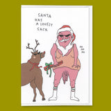 Eat Mielies Weird Illustration Grußkarte Eat Mielies “Santa has a lovely sack” | Lustige Weihnachtskarte
