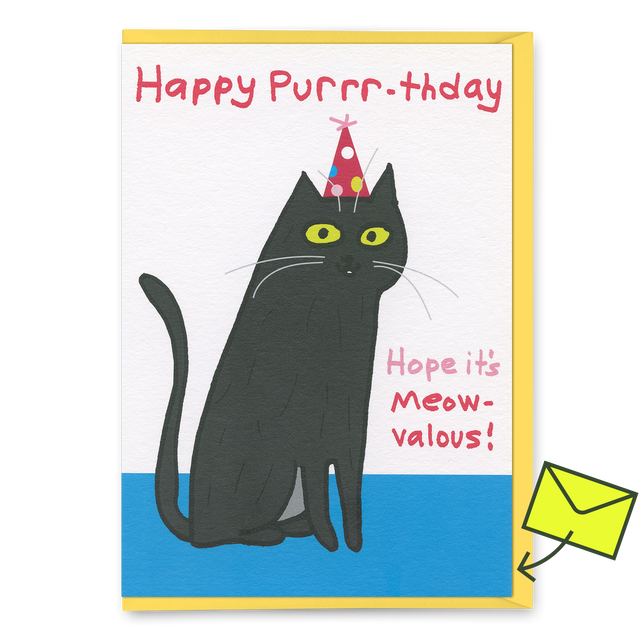 Ohh Deer Grußkarte “Hope it’s Meow-valous” | Katzenkarte zum Geburtstag | Ohh Deer
