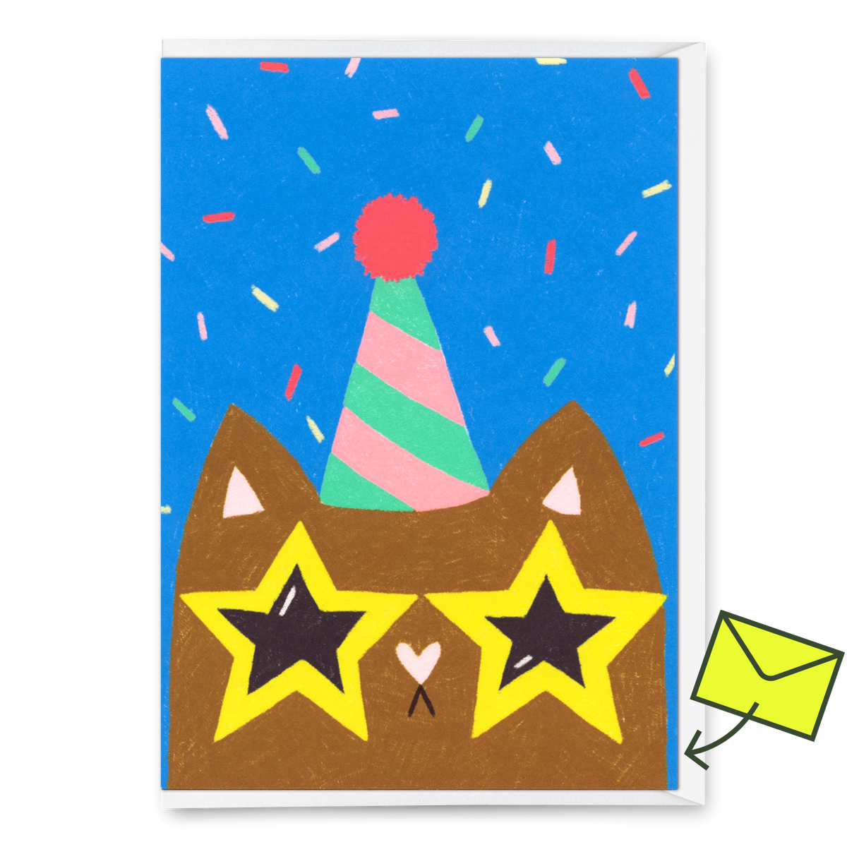 Deli Cards Grußkarte "Funky cat" | Ausgefallene Klappkarte mit Katzen-Motiv zum Geburtstag