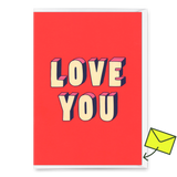 Deli Cards Grußkarte "Love You 3D-Typo" | Coole Klappkarte für Verliebte