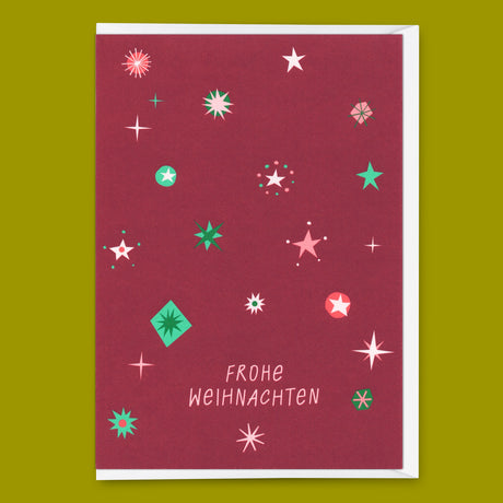 Deli Cards Grußkarte "Xmas Schneeflocken Weinrot" | Besondere Karte zu Weihnachten
