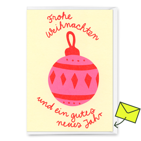 Deli Cards Grußkarte "Frohe Weihnachten Kugel" | Schöne Klappkarte zu Weihnachten