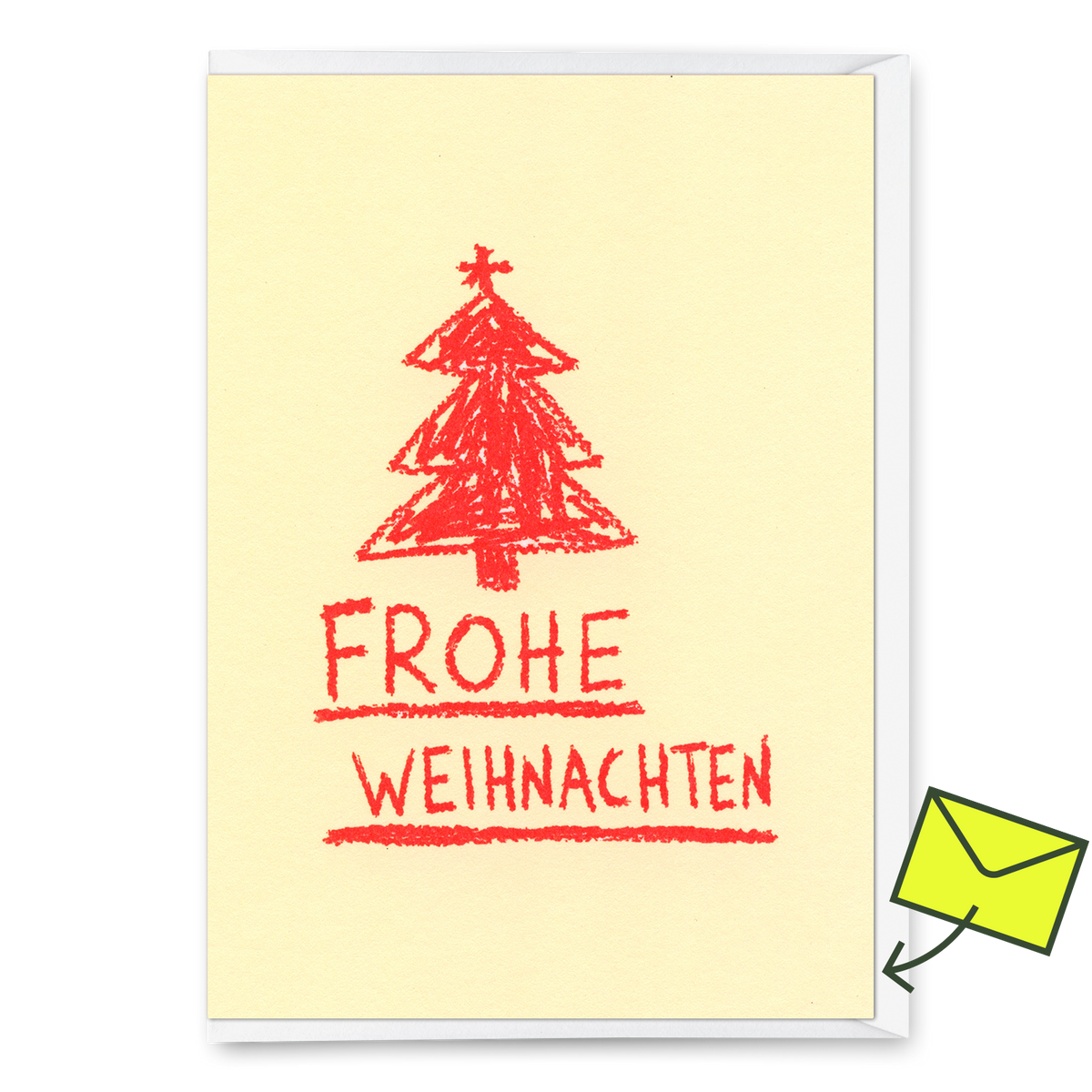 Deli Cards Grußkarte "Frohe Weihnachten Wachsmalstift" | Ausgefallene Klappkarte zu Weihnachten