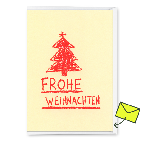 Deli Cards Grußkarte "Frohe Weihnachten Wachsmalstift" | Ausgefallene Klappkarte zu Weihnachten