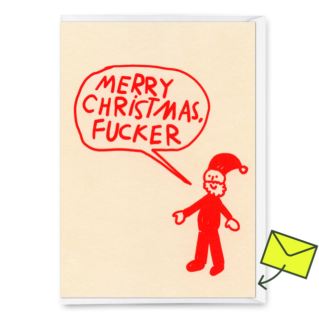 Deli Cards Grußkarte "Primitive Santa" | Ausgefallene Klappkarte zu Weihnachten