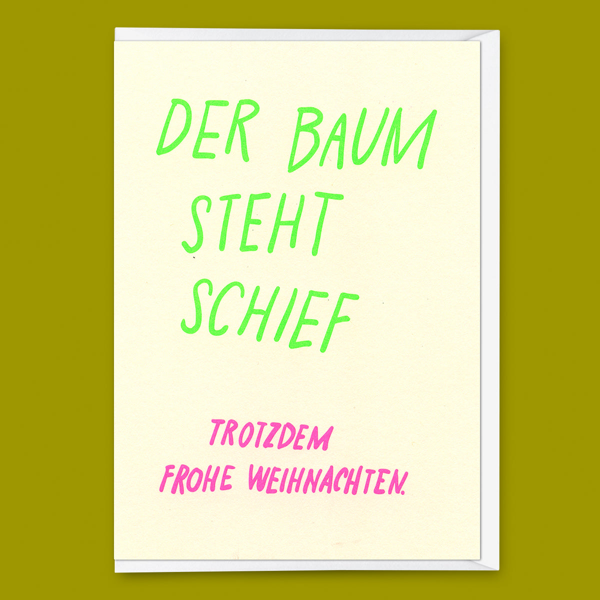 Deli Cards Grußkarte "Der Baum steht schief" | Lustige Klappkarte zu Weihnachten