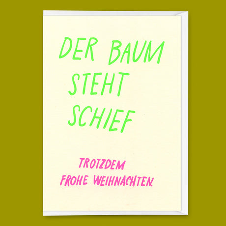 Deli Cards Grußkarte "Der Baum steht schief" | Lustige Klappkarte zu Weihnachten