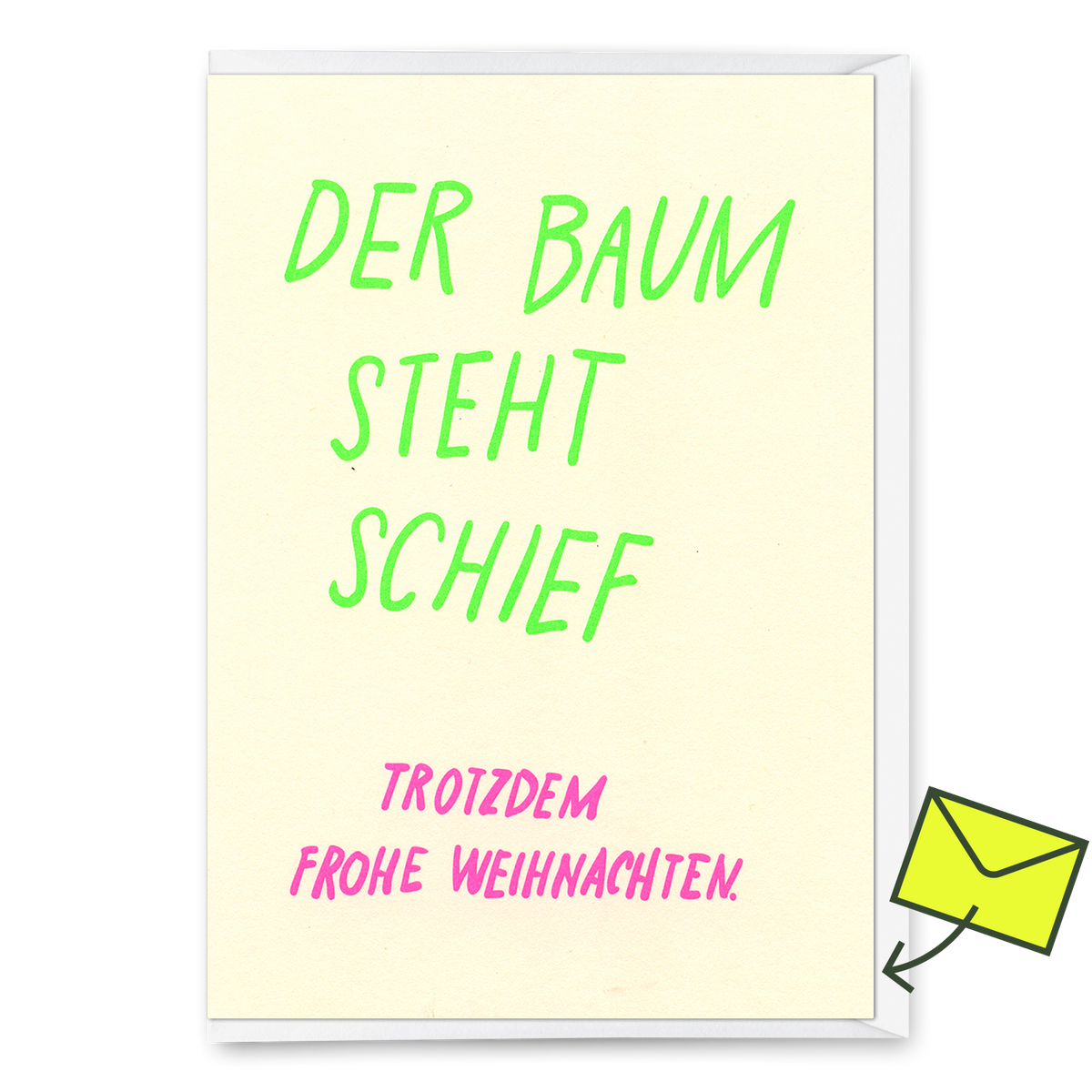 Deli Cards Grußkarte "Der Baum steht schief" | Lustige Klappkarte zu Weihnachten