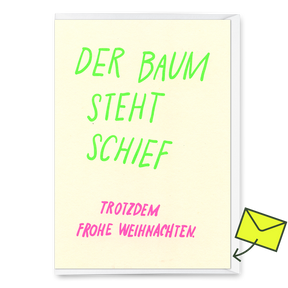 Deli Cards Grußkarte "Der Baum steht schief" | Lustige Klappkarte zu Weihnachten