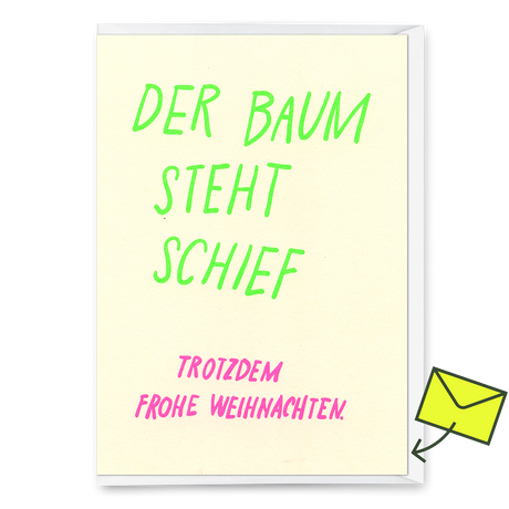 Deli Cards Grußkarte "Der Baum steht schief" | Lustige Klappkarte zu Weihnachten