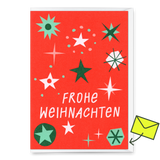 Deli Cards Grußkarte "Frohe Weihnachten Schneeflocken Rot" | Schöne Klappkarte zu Weihnachten