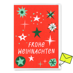 Deli Cards Grußkarte "Frohe Weihnachten Schneeflocken Rot" | Schöne Klappkarte zu Weihnachten